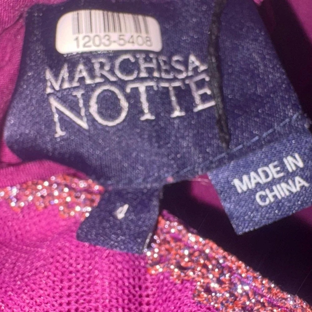 Marchesa Notte Fuchsia Ombre Floral Lace Sheath Dress Strappy V-Neck Cocktail - Picture 7 of 10
